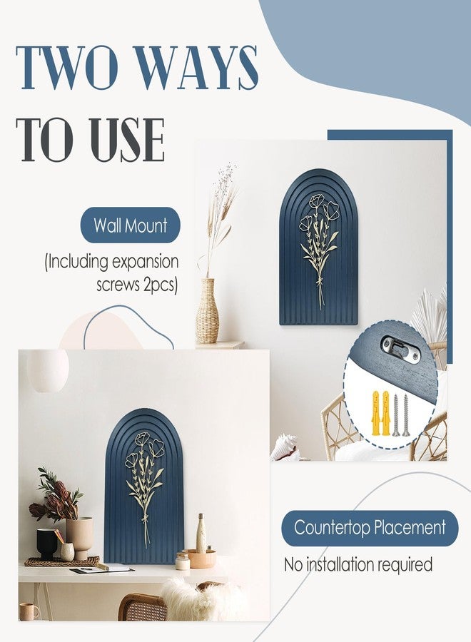 Teeloray Boho Wall Decor Wooden Arch Floral Mid Century Modern Shelf Decor Aesthetic Bohemian Art Wall Hanging Decor with 3D Hollow Craft Minimalist Wall Art for Bookshelf Living Room Bedroom - Image 4